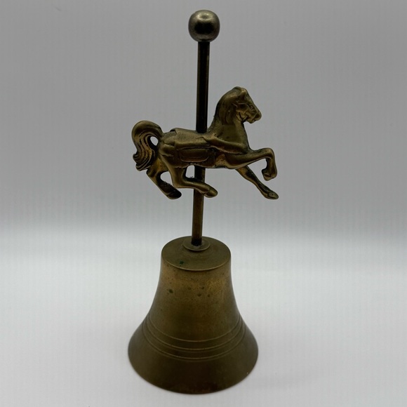 Vintage Brass Bell Carousel Horse 6” for Nursery - Picture 2 of 9
